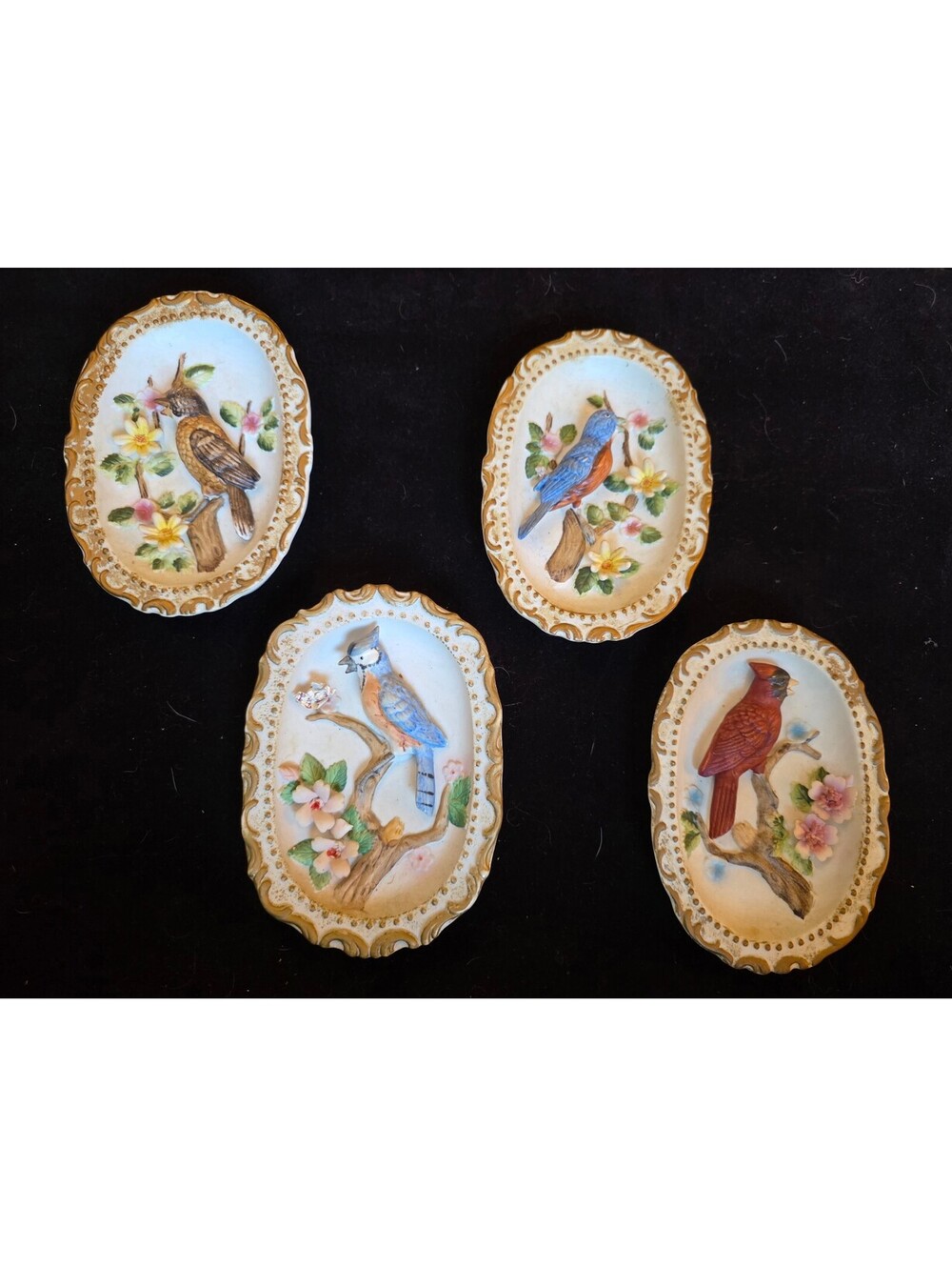 Vintage 1970s HOMCO Ceramic Bird Wall Plaques #1245 Set of 4
